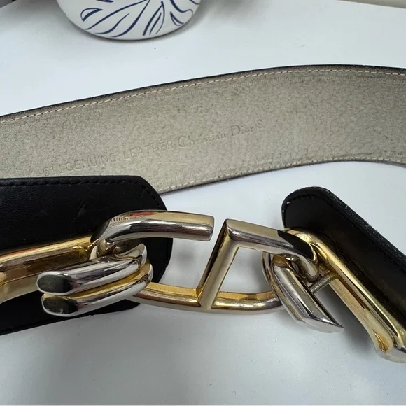 Vintage Christian Dior Leather Belt with CD Buckle - Picture 4 of 5